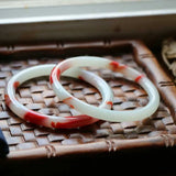 Hetian Jade Chicken Blood Jade Bracelet Ladies Thin Bracelet