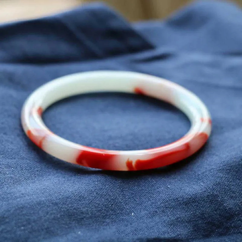Hetian Jade Chicken Blood Jade Bracelet Ladies Thin Bracelet
