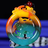 Hetian Jade Colorful Elephant Pendant for Men and Women