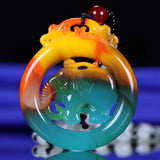 Hetian Jade Colorful Elephant Pendant for Men and Women