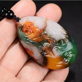 Hetian Jade Carved Carp Stone Pendant for Men