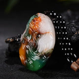 Hetian Jade Carved Carp Stone Pendant for Men
