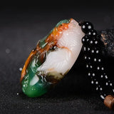 Hetian Jade Carved Carp Stone Pendant for Men