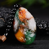 Hetian Jade Carved Carp Stone Pendant for Men