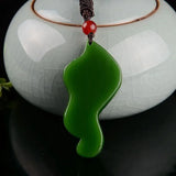 Hetian Jade Leaves Guanyin Pendant Men Sweater Chain Jewelry