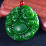 Hetian Jade Maitreya Pendant Spinach Green Sweater Chain