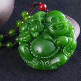 Hetian Jade Maitreya Pendant Spinach Green Sweater Chain