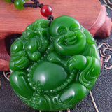 Hetian Jade Maitreya Pendant Spinach Green Sweater Chain