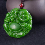 Hetian Jade Maitreya Pendant Spinach Green Sweater Chain