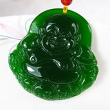 Hetian Stone Buddha Pendant Tian Maitreya Tatu Lucky Green Peace