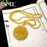 Xinjiang Hotan Silk Jade Yunnan Natural Yellow Dragon Jade Peony Pendant