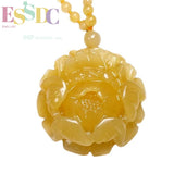 Xinjiang Hotan Silk Jade Yunnan Natural Yellow Dragon Jade Peony Pendant