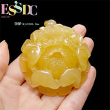 Xinjiang Hotan Silk Jade Yunnan Natural Yellow Dragon Jade Peony Pendant
