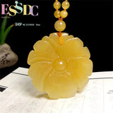 Xinjiang Hotan Silk Jade Yunnan Natural Yellow Dragon Jade Peony Pendant