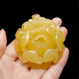 Xinjiang Hotan Silk Jade Yunnan Natural Yellow Dragon Jade Peony Pendant