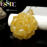 Xinjiang Hotan Silk Jade Yunnan Natural Yellow Dragon Jade Peony Pendant