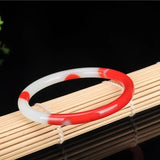 Hotan Jade Chicken Blood Jade Round Bar Bracelet Women's Jewelry