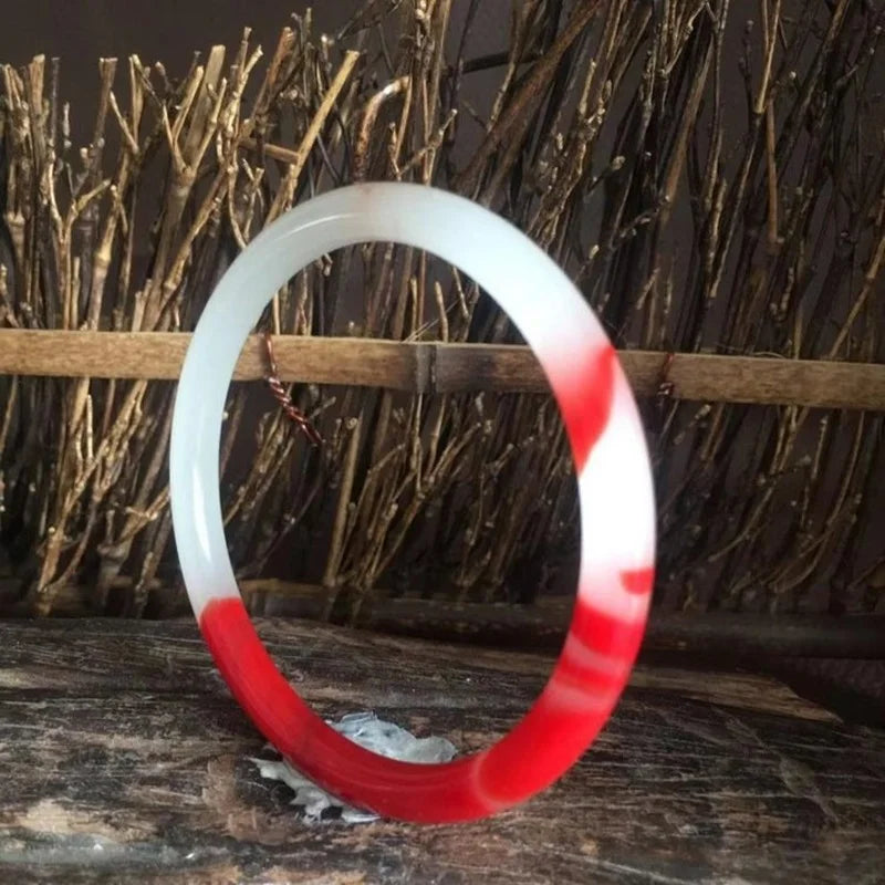 Hotan Jade Chicken Blood Jade Round Bar Bracelet Women's Jewelry