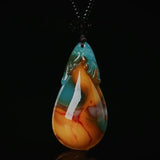 Colorful Jade Water Drop Pendant Sweater Chain Jewelry