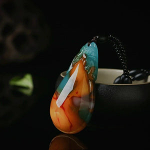 Colorful Jade Water Drop Pendant Sweater Chain Jewelry