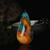 Colorful Jade Water Drop Pendant Sweater Chain Jewelry