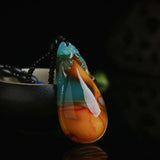 Colorful Jade Water Drop Pendant Sweater Chain Jewelry