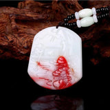 Hotan Red Landscape Jade Pendant Chicken Blood Stone Sweater Chain