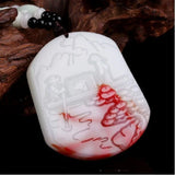Hotan Red Landscape Jade Pendant Chicken Blood Stone Sweater Chain