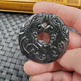 Xinjiang Dark Green Jade Double Wall Pendant - Ethnic Wind Joker