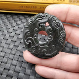 Xinjiang Dark Green Jade Double Wall Pendant - Ethnic Wind Joker