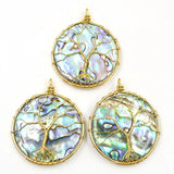 Light Yellow Round Abalone Shell Earrings For Women