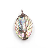 Reiki Abalone Shell Pendant Tree of Life Water Drop Round Jewelry