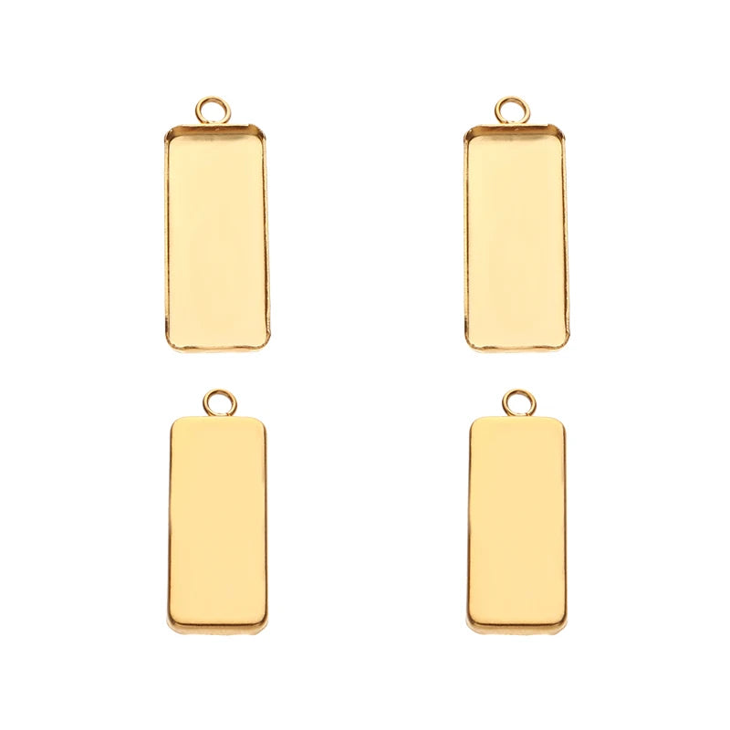 10pcs/lot Stainless Steel Rectangular Tray Pendant for Jewelry Making