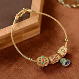 Vintage Court Style Cloisonne Sterling Silver Gold-Plated Bracelet