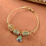 Vintage Court Style Cloisonne Sterling Silver Gold-Plated Bracelet