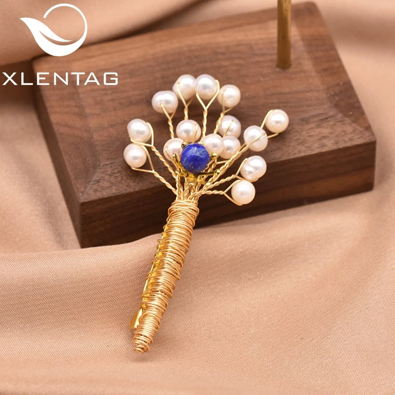 Natural Freshwater Pearl Flower Shape Brooch G00363B
