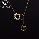 XlenAg Pearl Ring Necklace Women Fine Jewelry Wedding Party GN0266