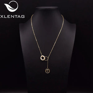 XlenAg Pearl Ring Necklace Women Fine Jewelry Wedding Party GN0266