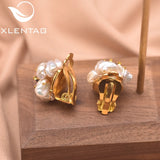 XlenAg Baroque Petals & Dark Pearl Ear Clip Earrings Set GE0664B