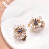 XlenAg Baroque Petals & Dark Pearl Ear Clip Earrings Set GE0664B