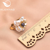 XlenAg Baroque Petals & Dark Pearl Ear Clip Earrings Set GE0664B