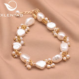 Xlenag Baroque Pearl Gold-Plated Bracelet Charm Party Wedding