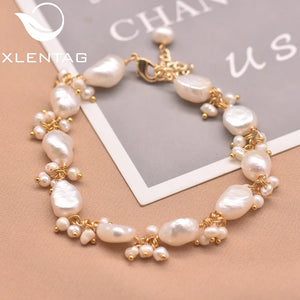Xlenag Baroque Pearl Gold-Plated Bracelet Charm Party Wedding