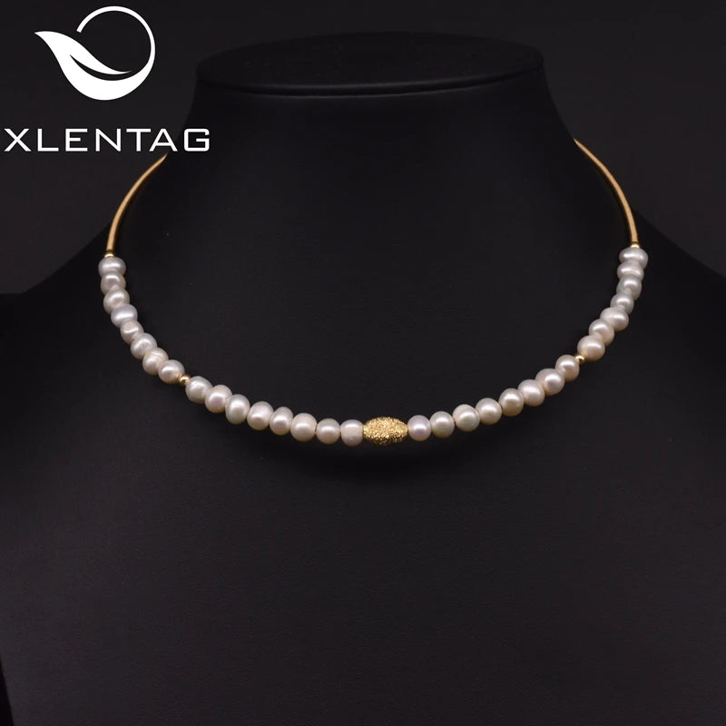 Xlenag Freshwater Pearl Open Collar Necklace Gift For Family Friends
