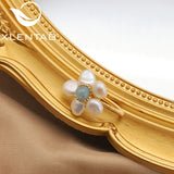 18K Electroplated Aquamarine Freshwater Pearl Adjustable Ring