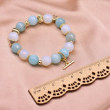 925 Silver Women Amethyst Bracelet Agate Natural Stone Gift Beads