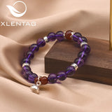 925 Silver Women Amethyst Bracelet Agate Natural Stone Gift Beads