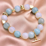 925 Silver Women Amethyst Bracelet Agate Natural Stone Gift Beads