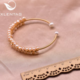 Natural Pink Freshwater Pearl Beaded Bracelet for Women