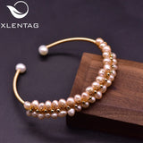 Natural Pink Freshwater Pearl Beaded Bracelet for Women
